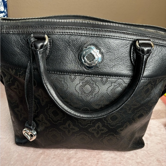 Brighton Octavia Perforated 2 Toned MG Medium Satchel Leather Handbag Toto - Picture 1 of 16